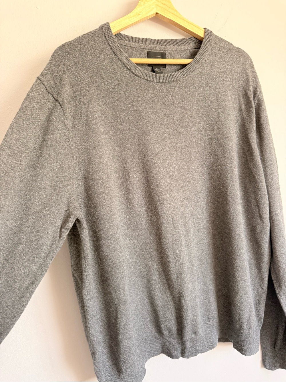 14th & Union Men’s Gray Crewneck Cotton Cashmere Blend Sweater Size XL Knit
